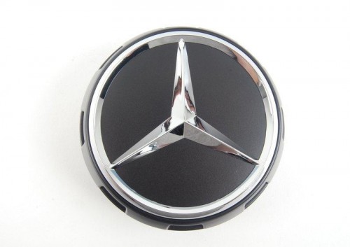 AMG 75mm Black Surround Wheel Center Cap